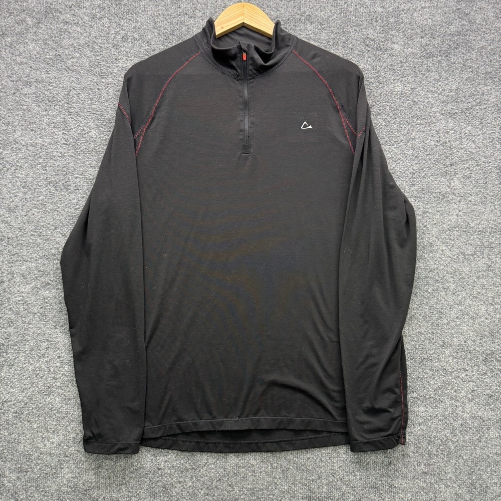 Paradox Merino Blend Quarter Zip Pullover Mens L Black Long Sleeve Athletic